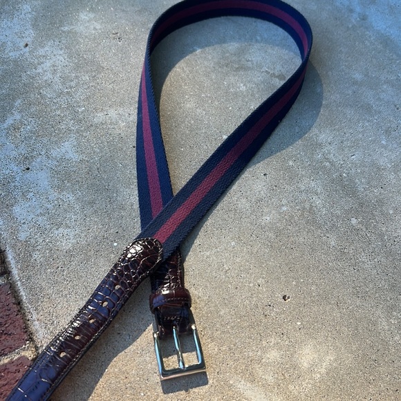 Leather Man Limited leather/canvas striped belt Sz 40 - Picture 3 of 3